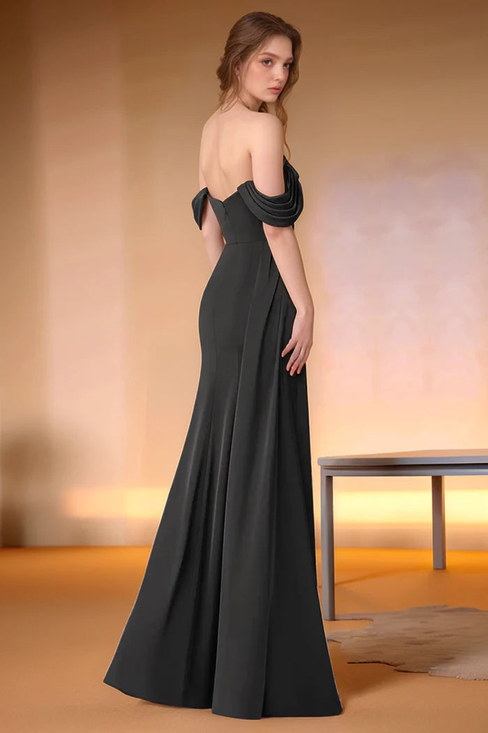 Elegant Mermaid Off-the-Shoulder Sleeveless Open Back Floor-Length Formal Bridesmaid Dresses