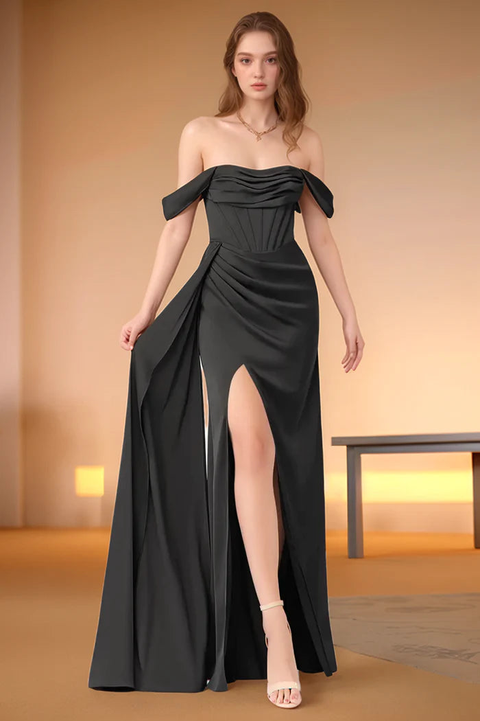 Elegant Mermaid Off-the-Shoulder Sleeveless Open Back Floor-Length Formal Bridesmaid Dresses