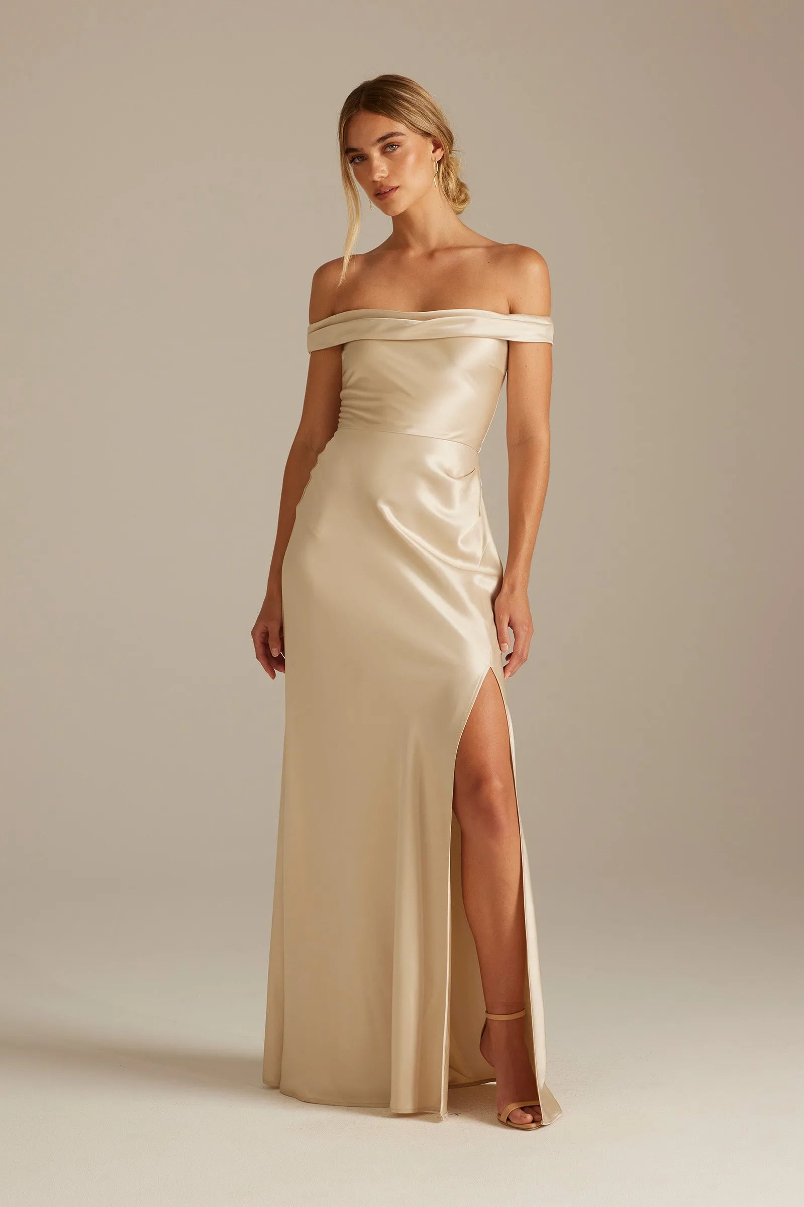 Elegant Mermaid Off-the-Shoulder Sleeveless Zipper-Back Floor-Length Bridesmaid Dresses