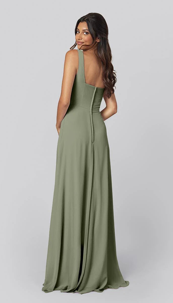 Elegant Mermaid Square Neck Sleeveless Zipper-Back Floor-Length Bridesmaid Dresses