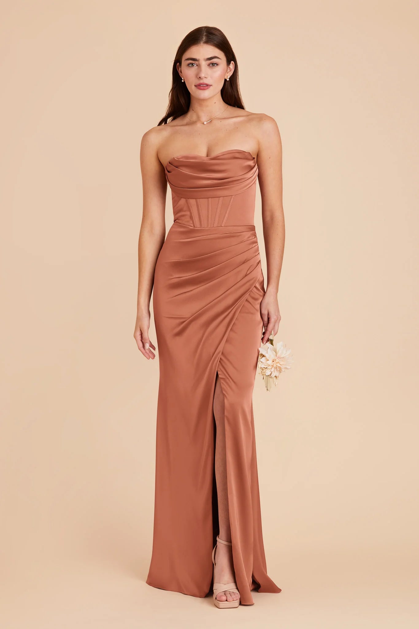 Elegant Mermaid Strapless Sleeveless Open-Back Back Zip Floor-Length side slit Prom Dresses