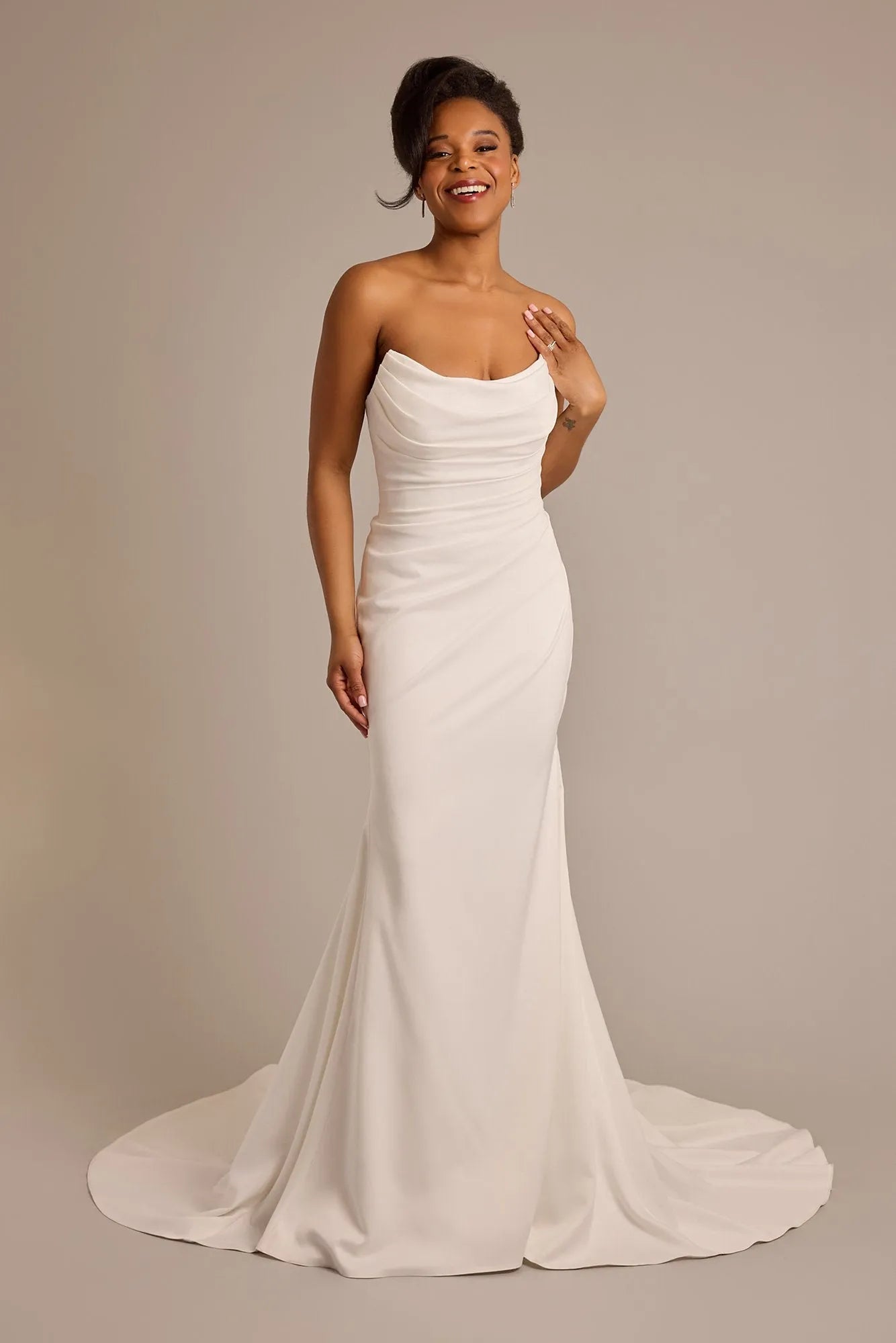 Elegant Mermaid Strapless Sleeveless Zipper Back Floor-Length Wedding Dresses