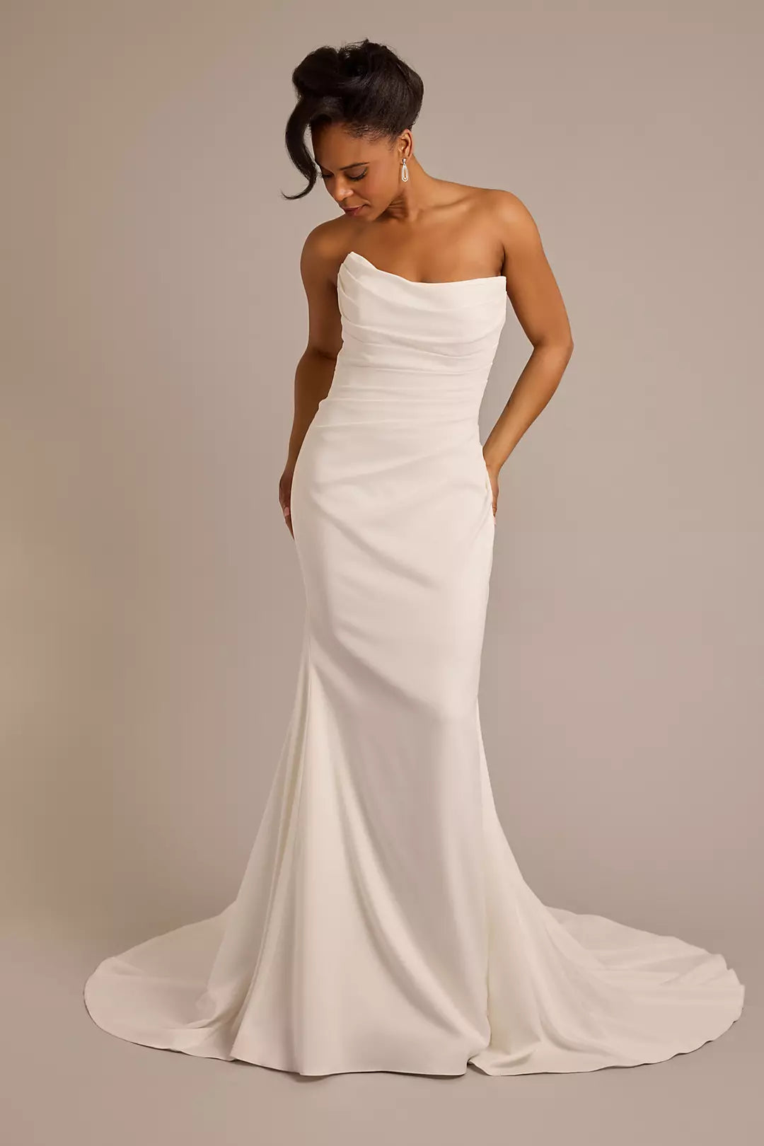 Elegant Mermaid Strapless Sleeveless Zipper Back Floor-Length Wedding Dresses