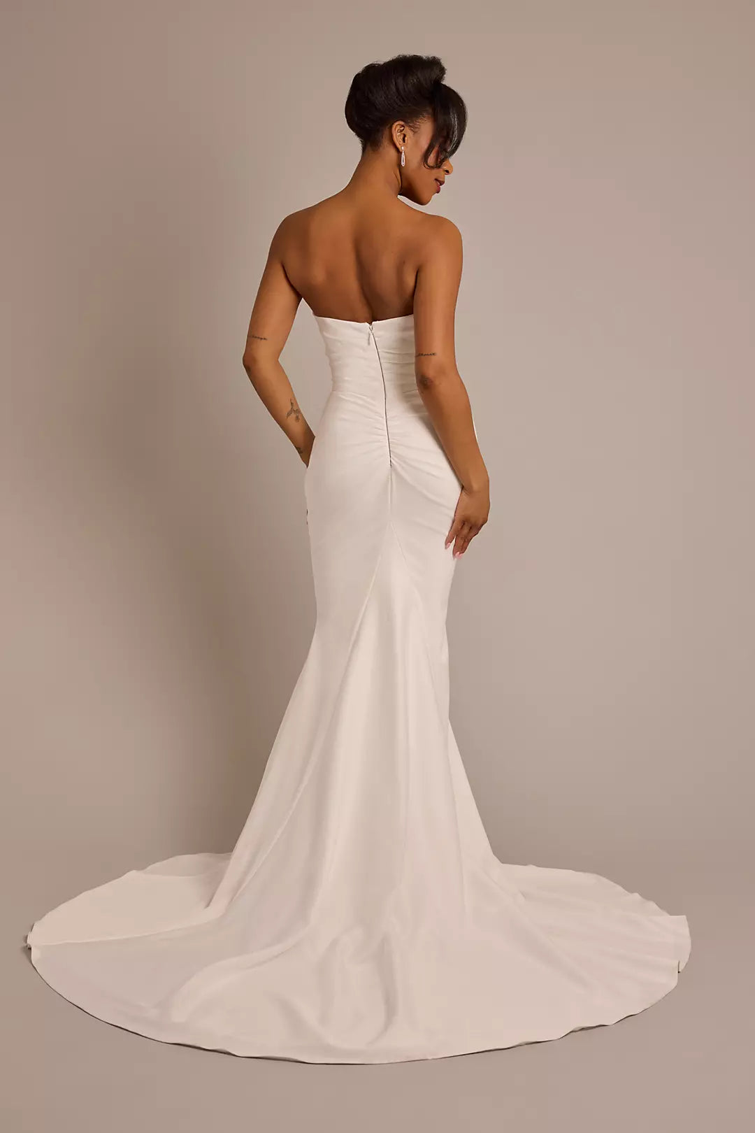 Elegant Mermaid Strapless Sleeveless Zipper Back Floor-Length Wedding Dresses