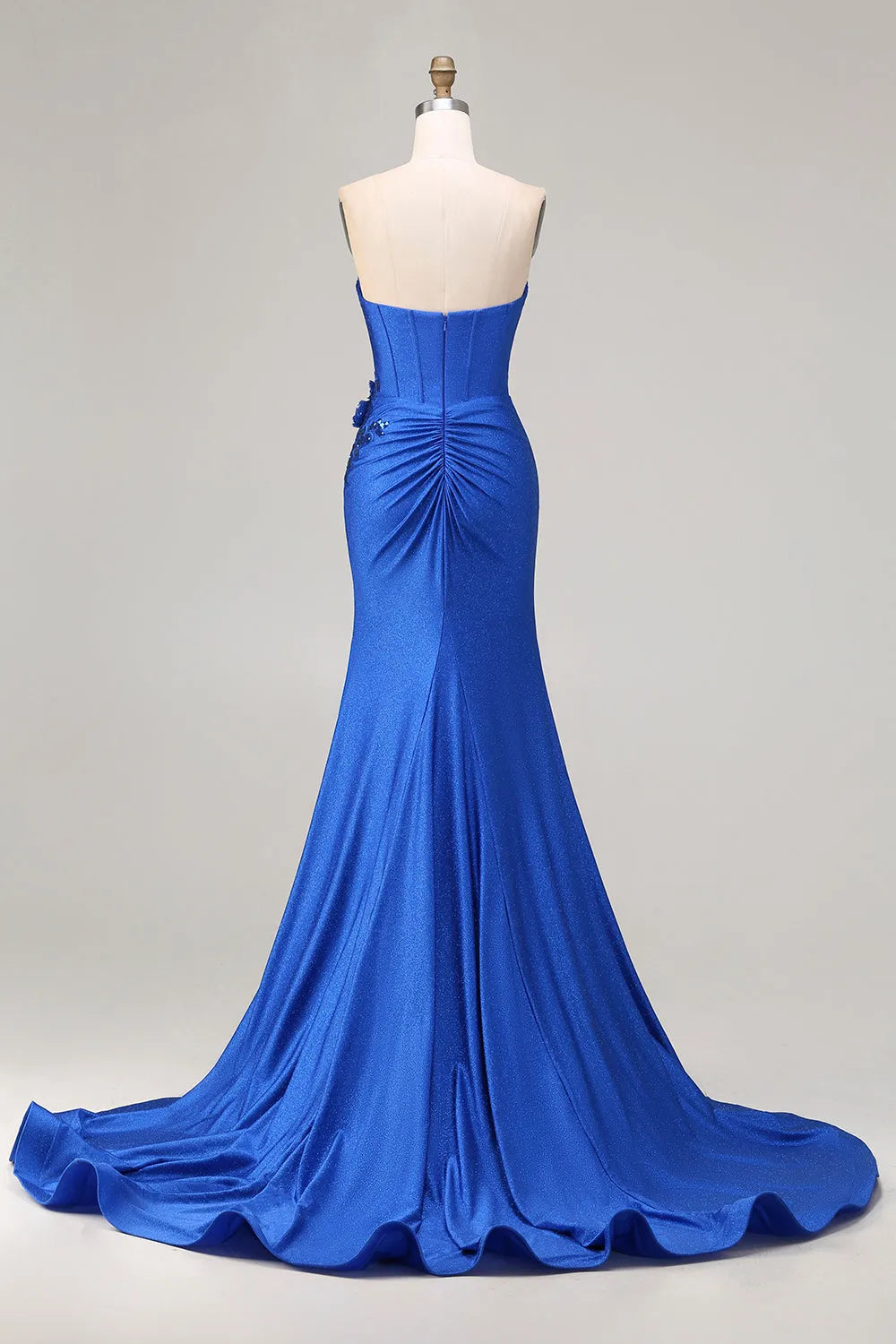 Elegant Mermaid Sweetheart Neck Sleeveless Ruched Back Floor-Length Prom Dresses