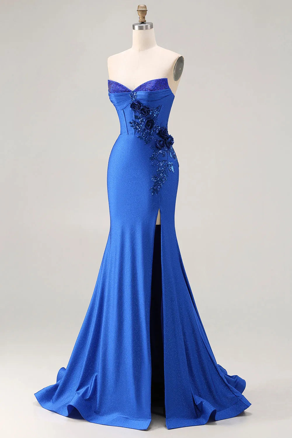 Elegant Mermaid Sweetheart Neck Sleeveless Ruched Back Floor-Length Prom Dresses