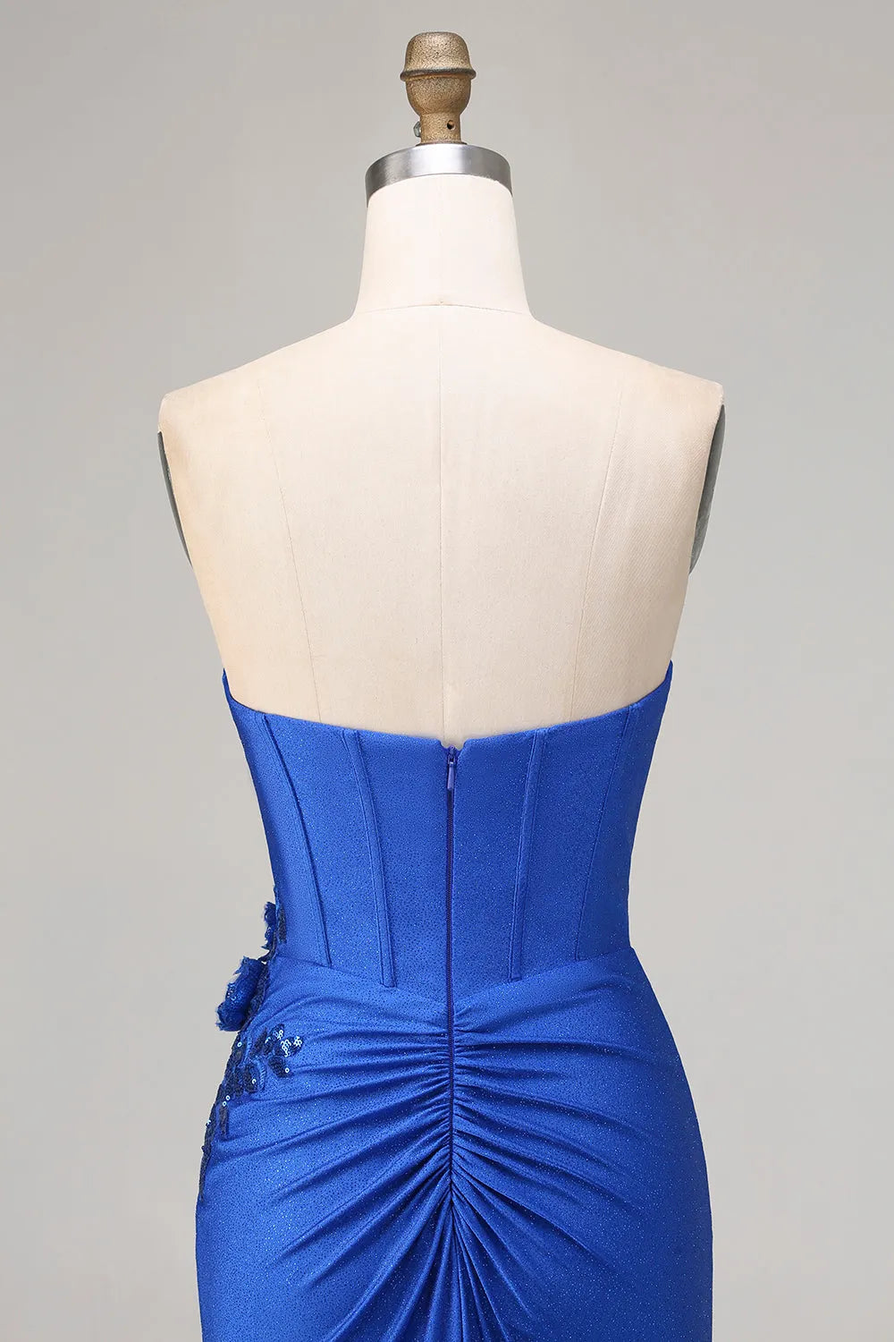 Elegant Mermaid Sweetheart Neck Sleeveless Ruched Back Floor-Length Prom Dresses