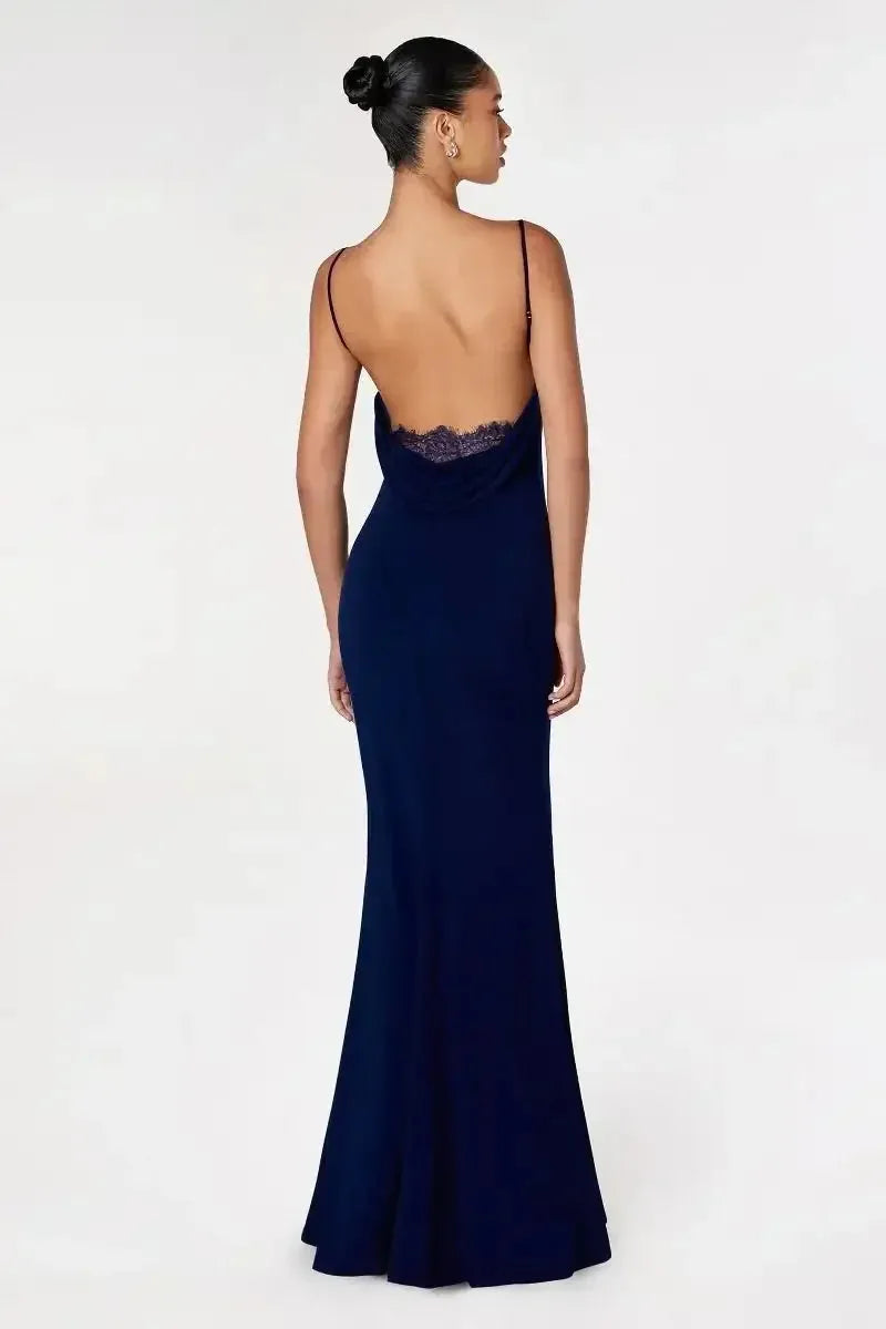 Elegant Mermaid Sweetheart Neck Spaghetti Strap Lace Back Floor-Length Prom Dresses