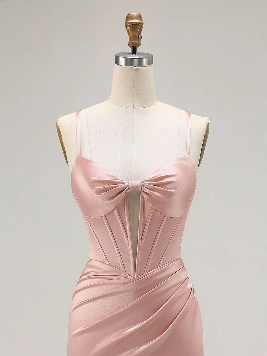 Elegant Mermaid Sweetheart Spaghetti Strap Lace-Up Back Floor-Length Prom Dresses