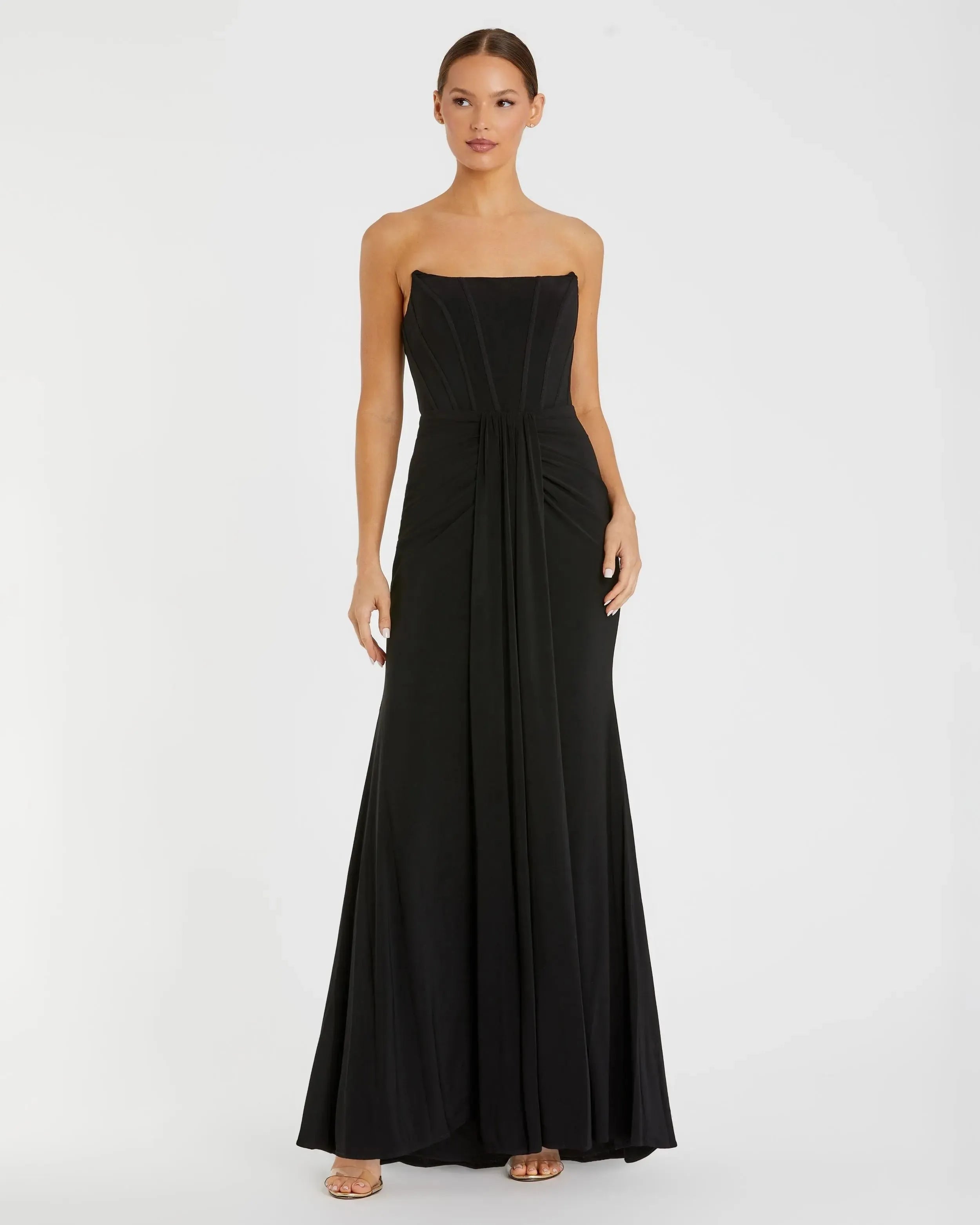 Elegant Mermaid Sweetheart Strapless Ruched Bodice Floor Length Formal Prom Gown