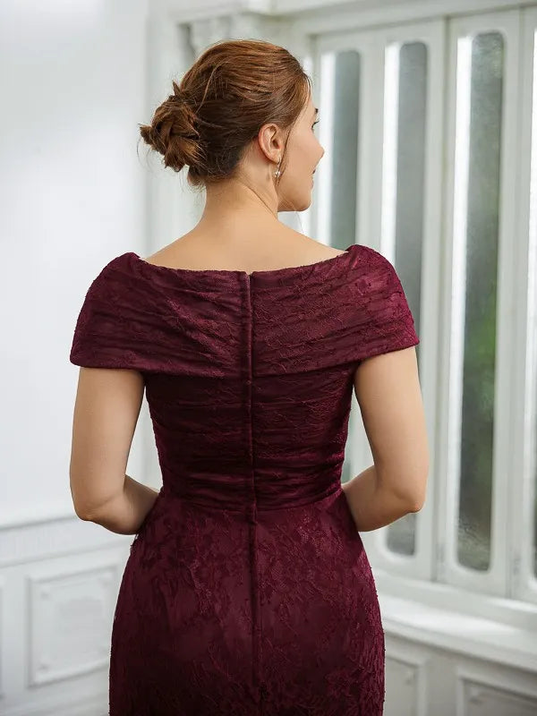 Elegant Mermaid V-Neck Off-Shoulder Button Back Floor-Length Mother Of The Bride Dresses