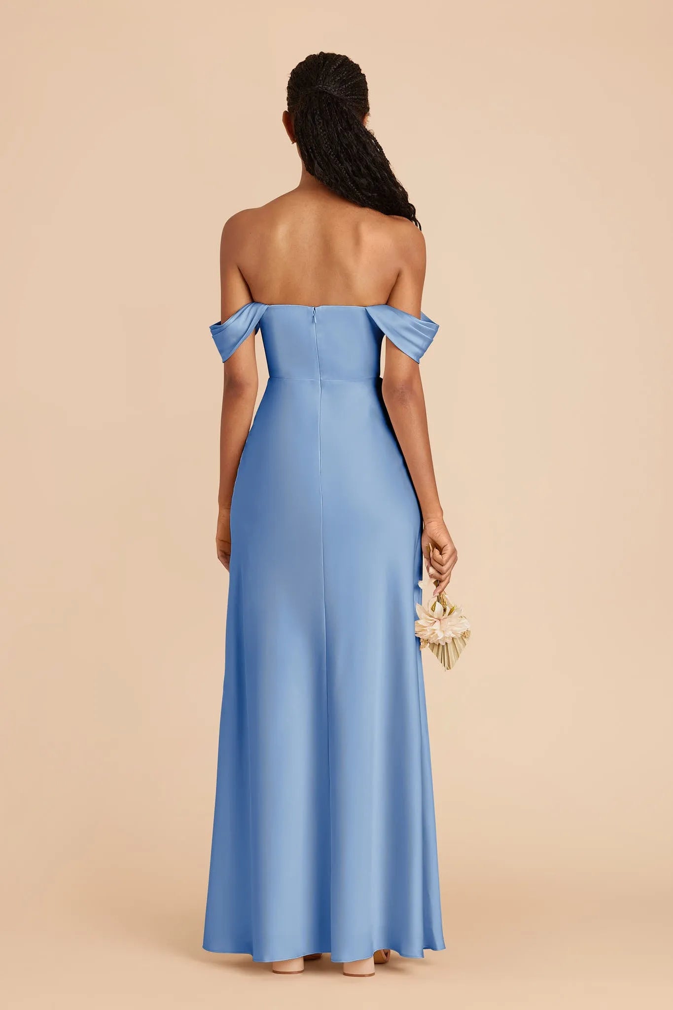 Elegant Sheath Cowl Neck Off Shoulder Open Back Floor Length Bridesmaid Dresses