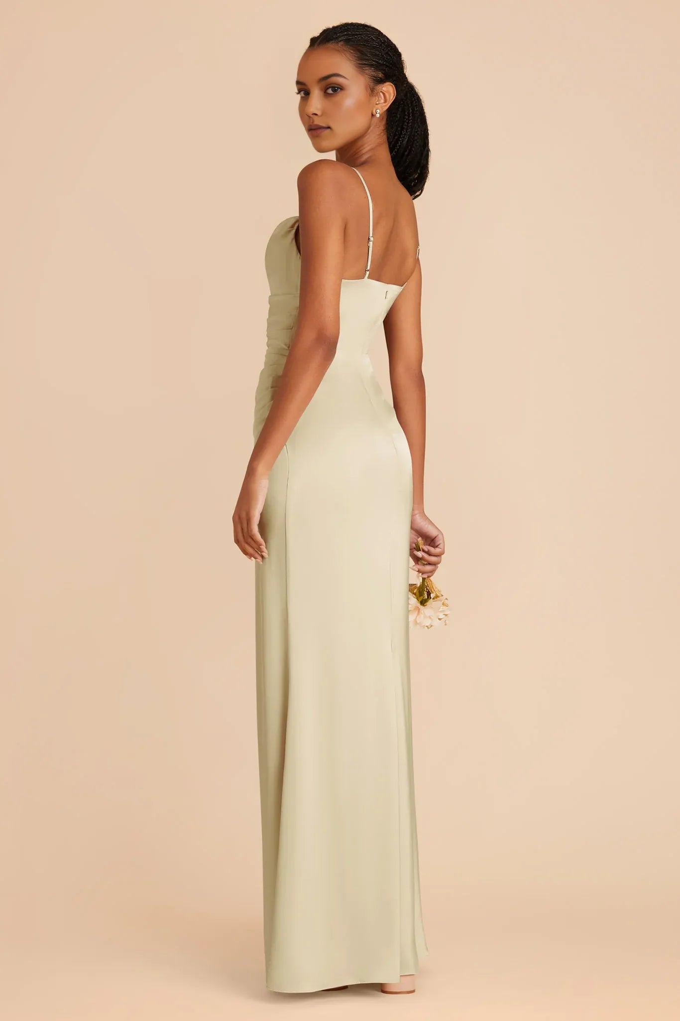 Elegant Sheath Cowl Neck Spaghetti-Strap Open-Back Back Zip Floor-Length Prom Dresses with Side Leg Slit