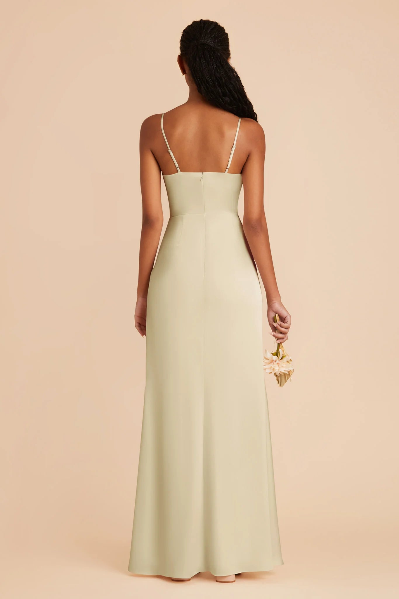 Elegant Sheath Cowl Neck Spaghetti-Strap Open-Back Back Zip Floor-Length Prom Dresses with Side Leg Slit