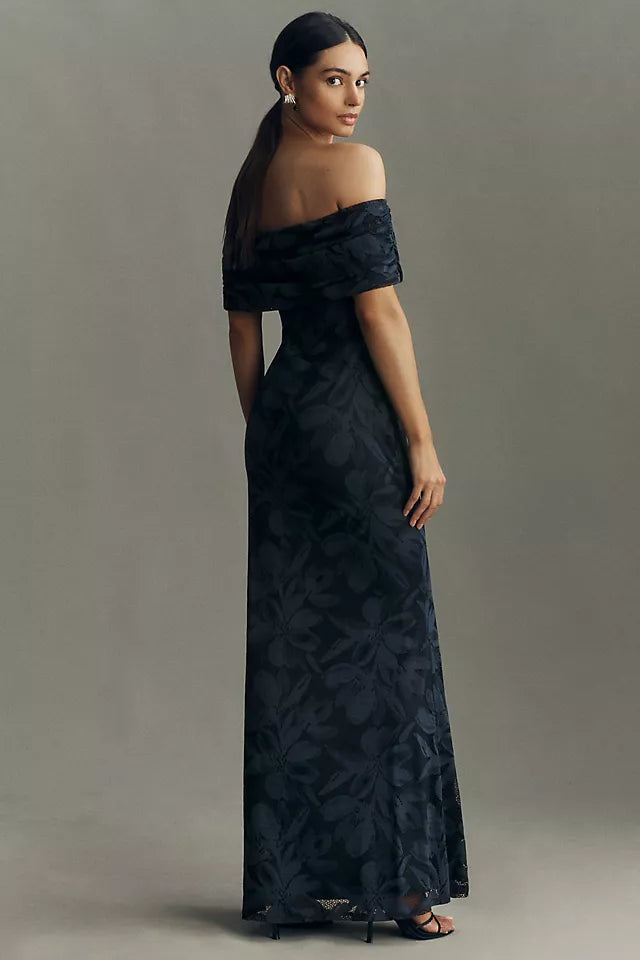 Elegant Sheath Off-the-Shoulder Sleeveless Zipper Back Floor-Length Prom Dresses