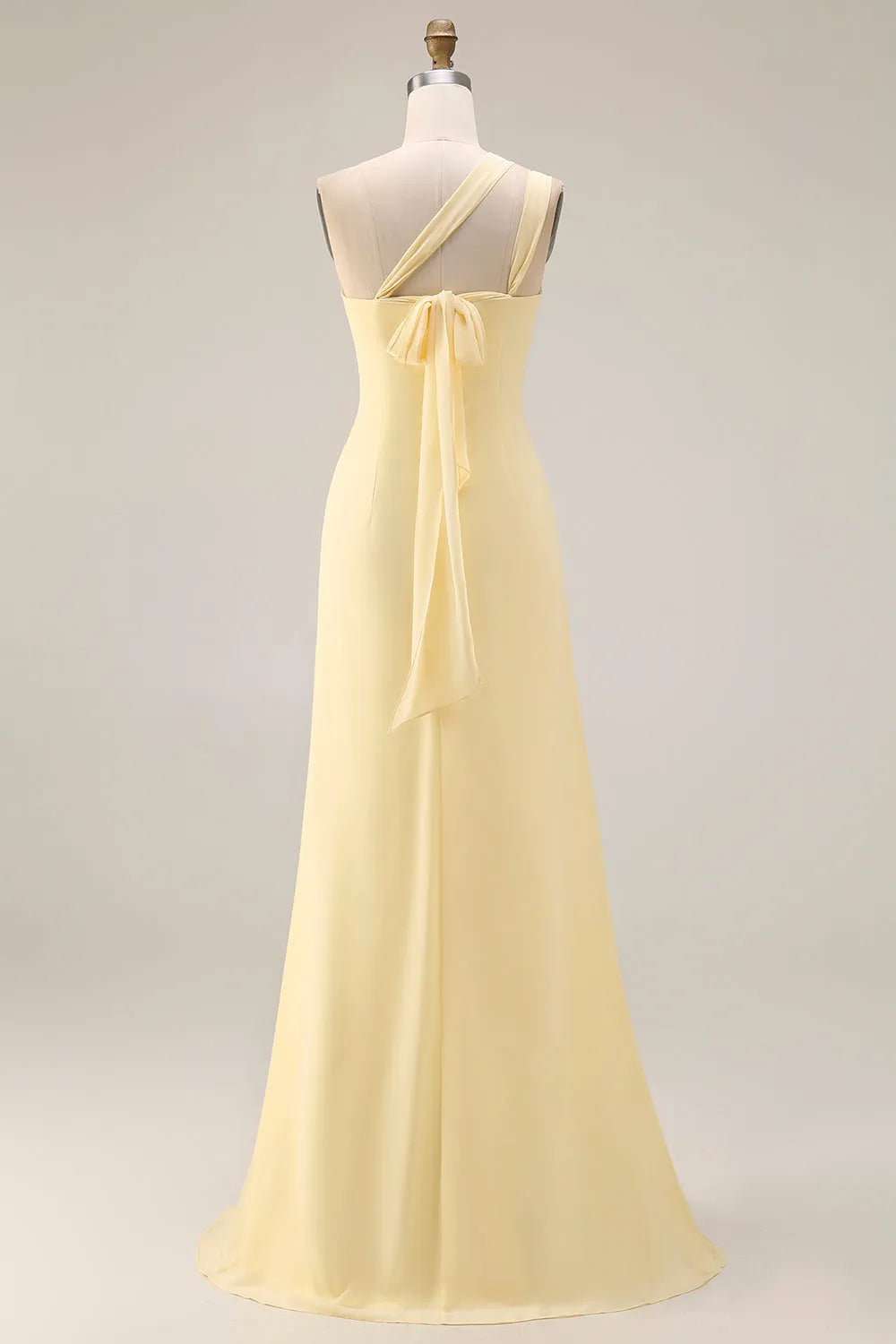 Elegant Sheath One-Shoulder Sweetheart Neck Sleeveless Bow Back Floor-Length Prom Dresses