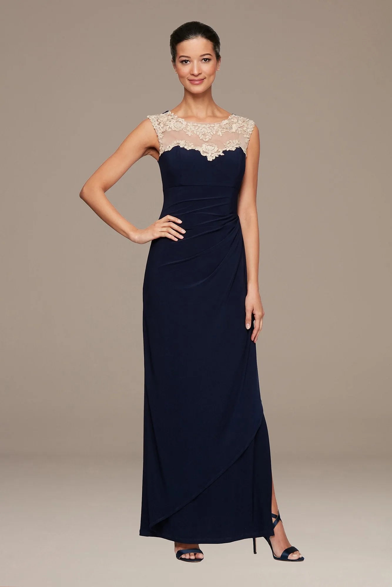 Elegant Sheath Scoop Neck Sleeveless Zipper Back Long Evening Dresses