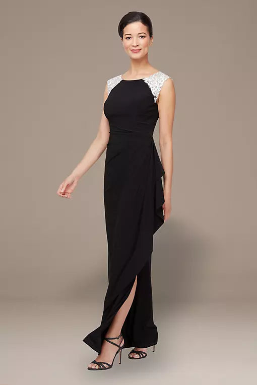 Elegant Sheath Scoop Neck Sleeveless Zipper Back Long Evening Dresses