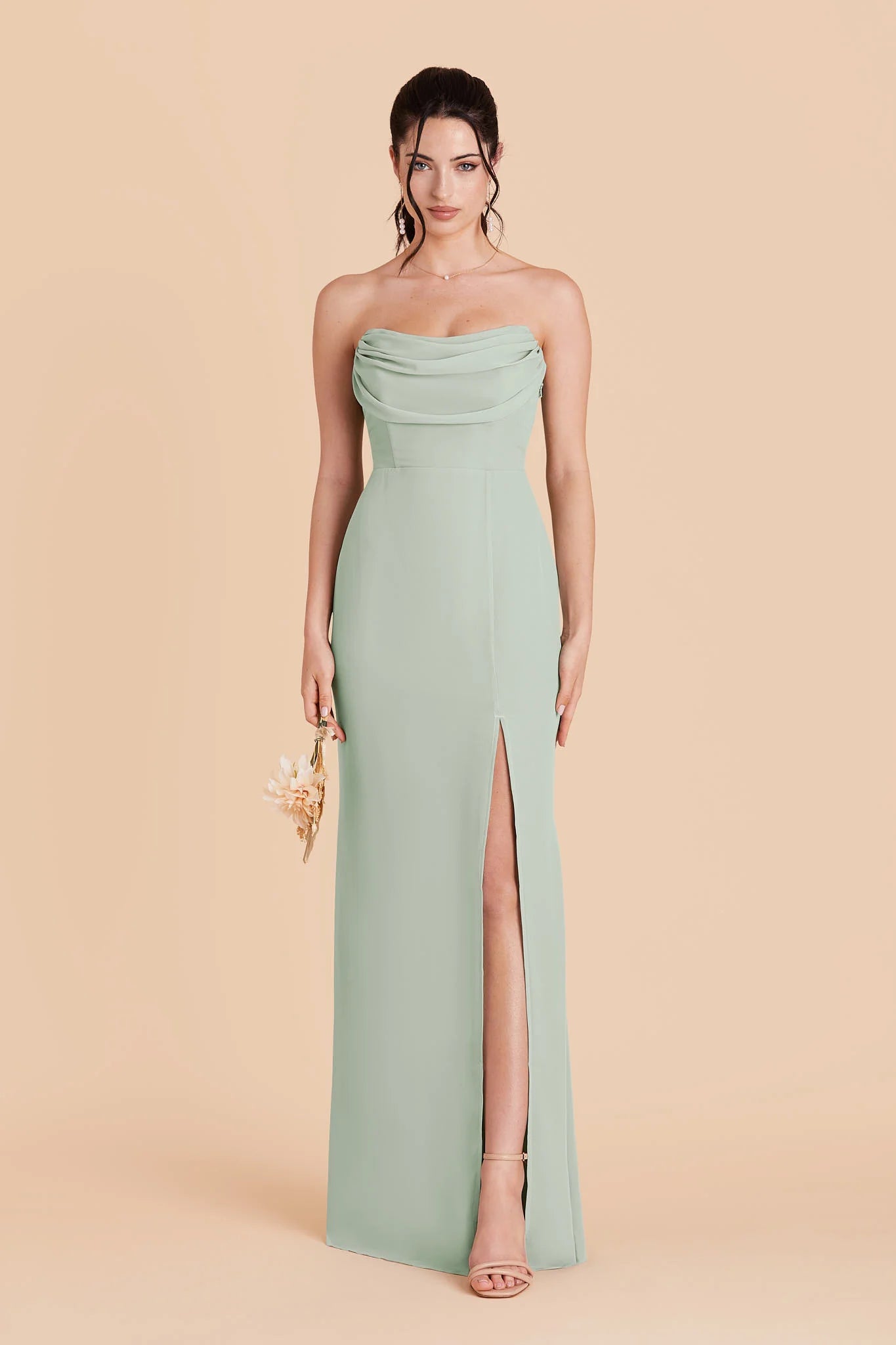 Elegant Sheath Square Neck Convertible Strap Open Back Floor-Length Bridesmaid Dresses