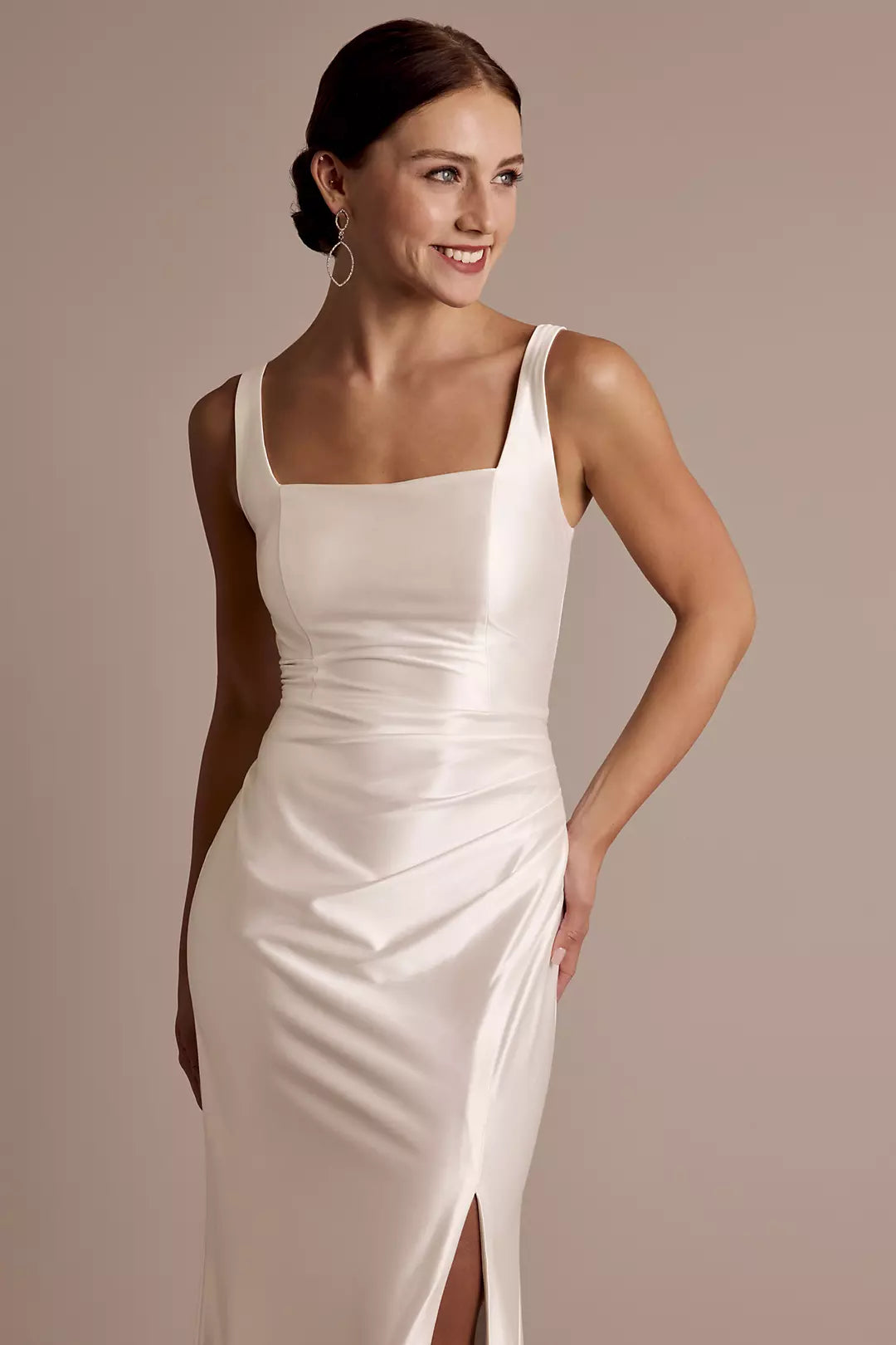 Elegant Sheath Square Neck Sleeveless Zipper Back Floor-Length Wedding Dresses