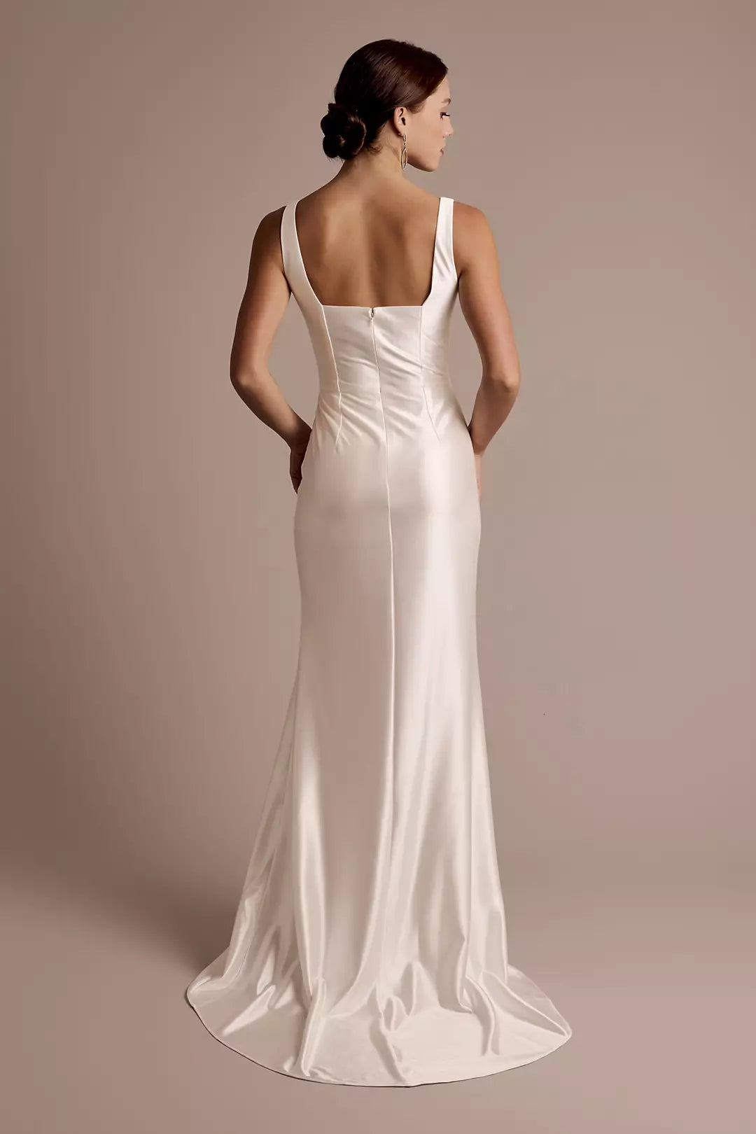 Elegant Sheath Square Neck Sleeveless Zipper Back Floor-Length Wedding Dresses