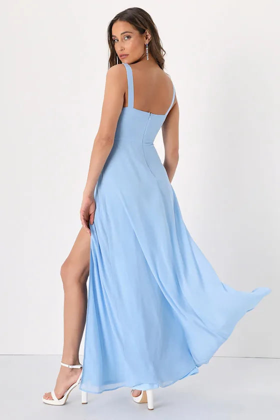 Elegant Sheath Square Neck Sleeveless Zipper Back Floor Length Formal Prom Dresses