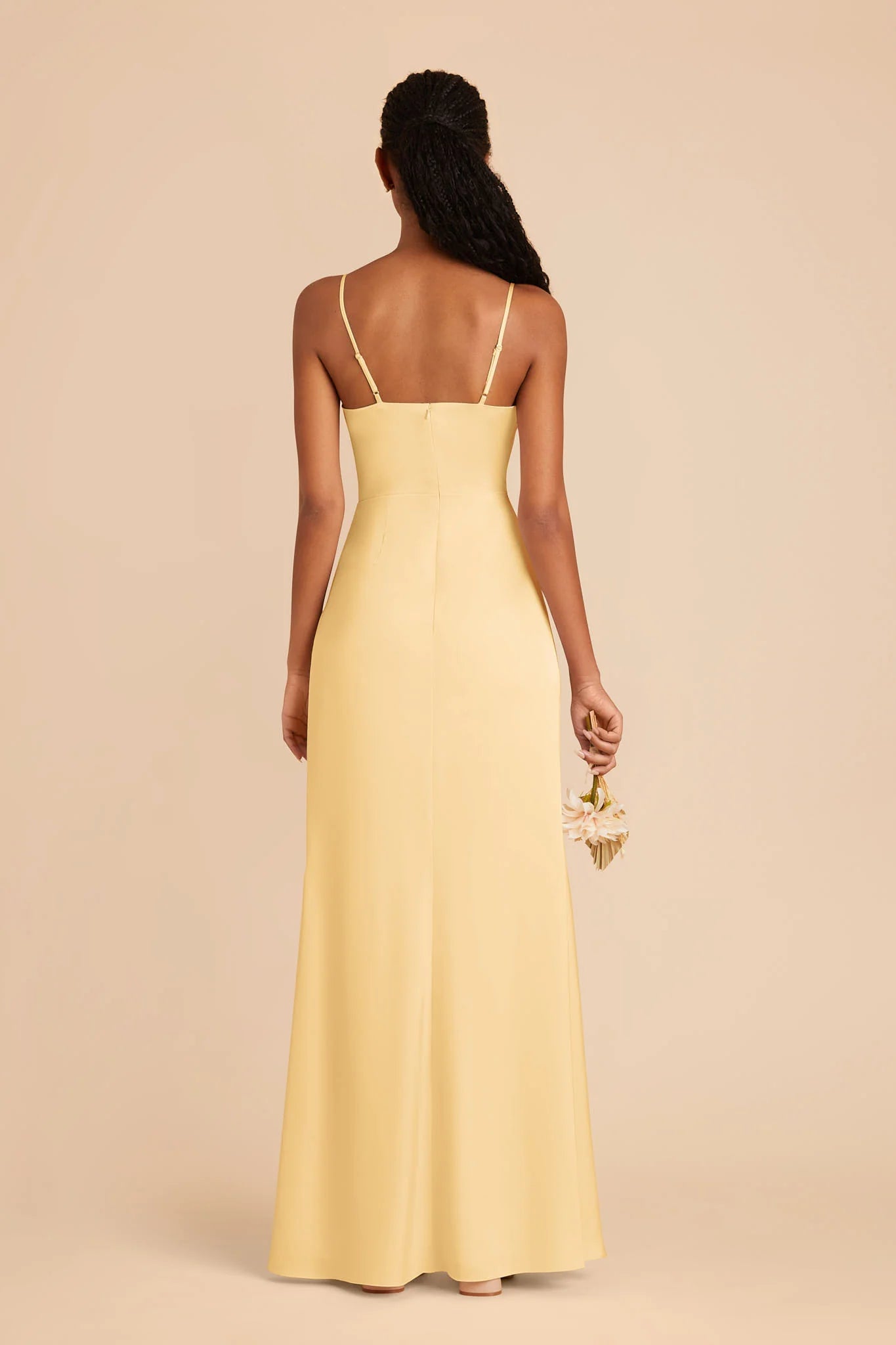 Elegant Sheath Square Neck Spaghetti Strap Open Back Floor Length Bridesmaid Dresses
