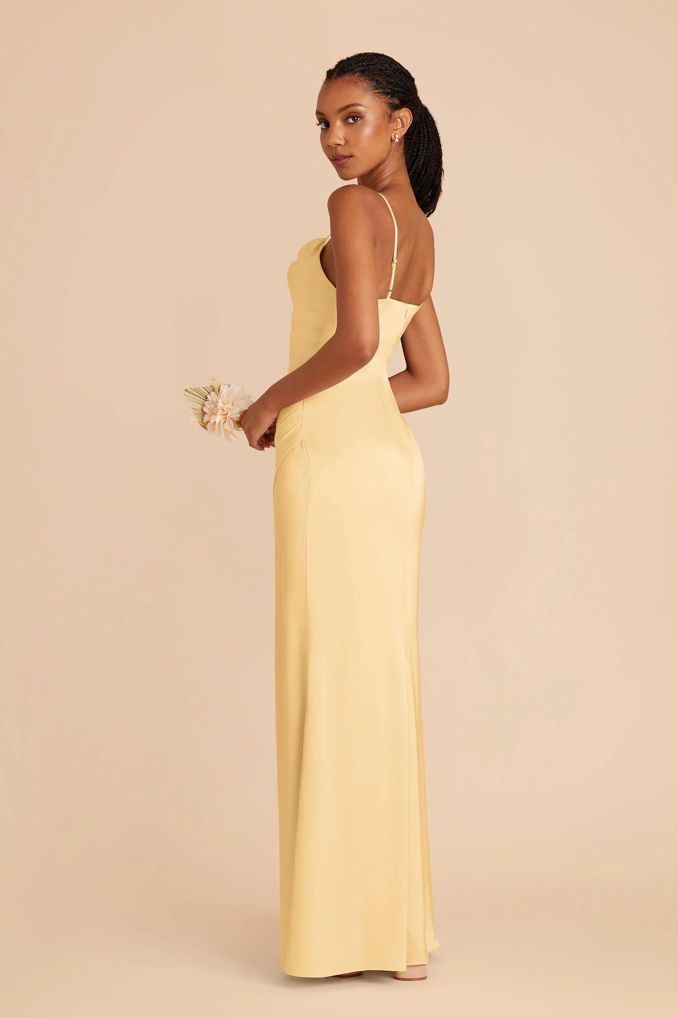 Elegant Sheath Square Neck Spaghetti Strap Open Back Floor Length Bridesmaid Dresses