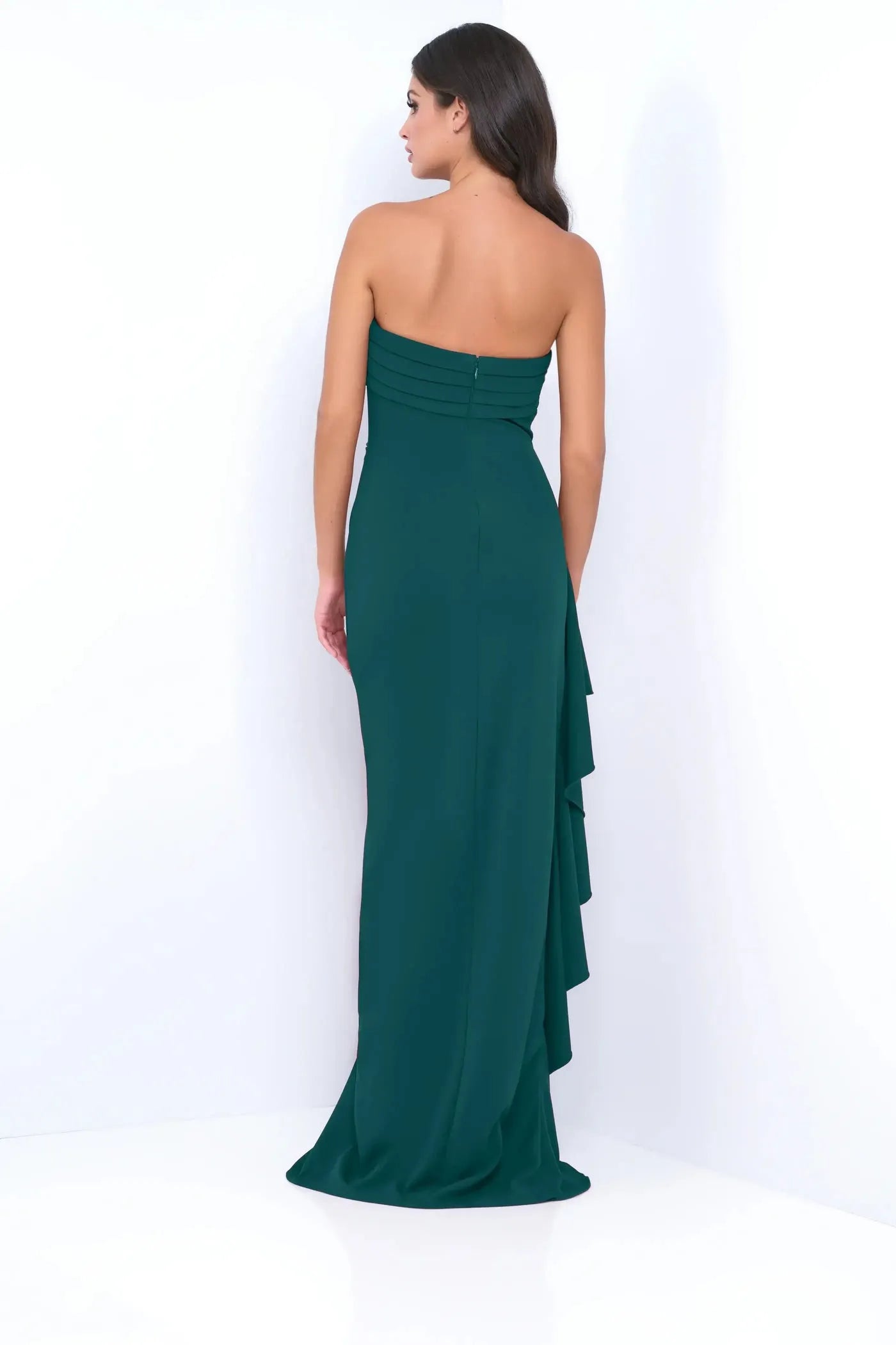 Elegant Sheath Strapless Sleeveless Solid Back High-Slit Floor-Length Prom Dresses