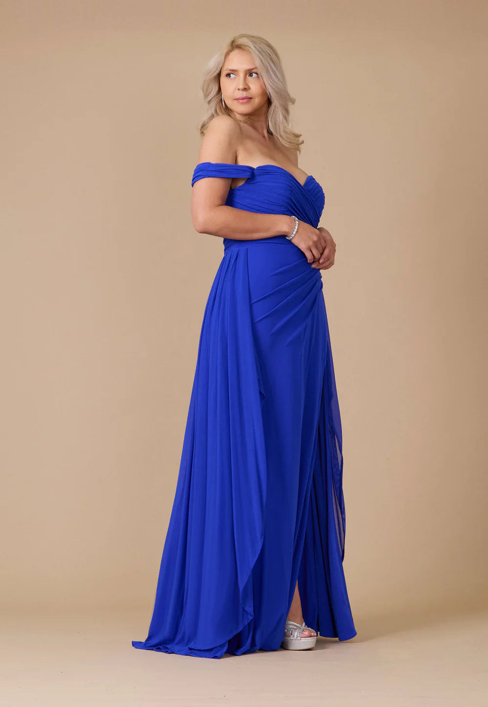 Elegant Sheath Sweetheart Cold Shoulder Ruched Back Floor-Length Gala Plus Size Dresses