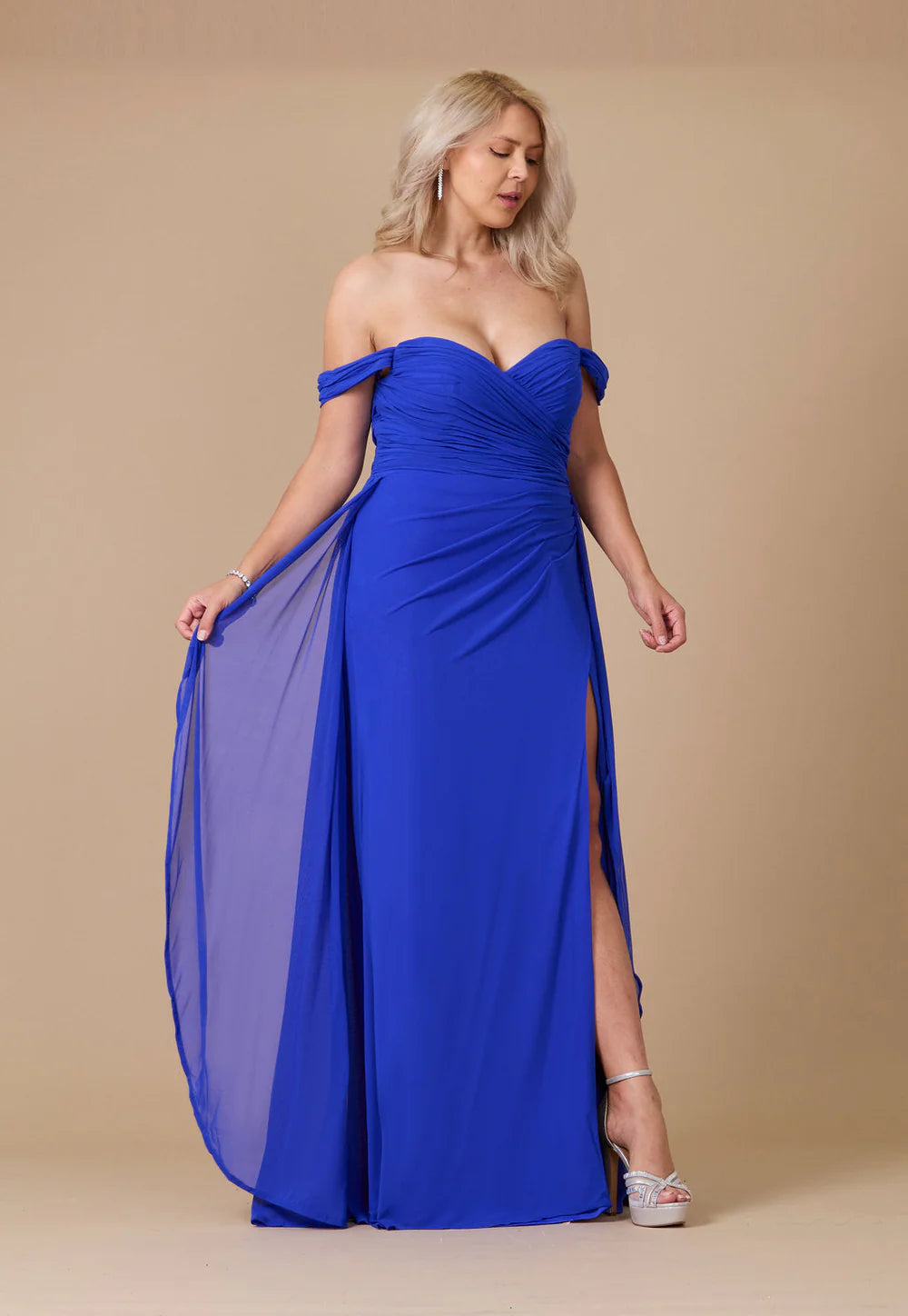 Elegant Sheath Sweetheart Cold Shoulder Ruched Back Floor-Length Gala Plus Size Dresses