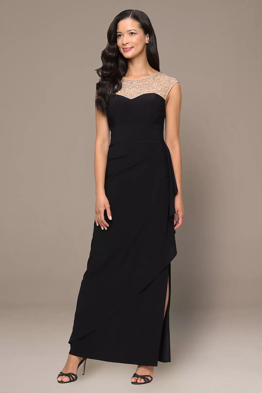 Elegant Sheath Sweetheart Neck Cap Sleeve Zipper Back Long Evening Dresses