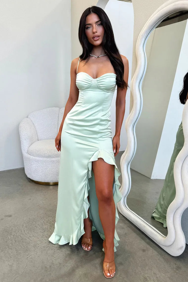 Elegant Sheath Sweetheart Spaghetti-Strap Open-Back Floor-Length Formal Prom Dresses