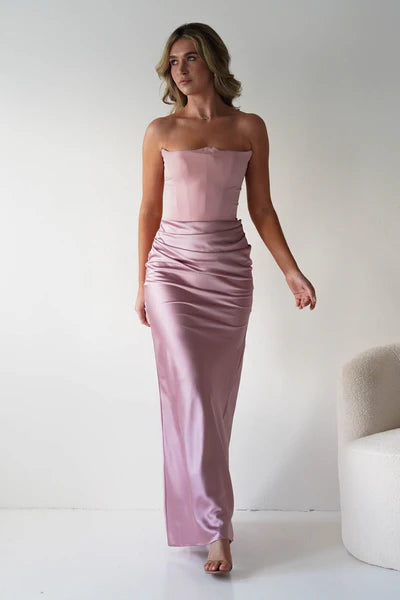 Elegant Sheath Sweetheart Strapless Ruched-Bodice Lace-Up-Back Floor-Length Formal Prom Dresses