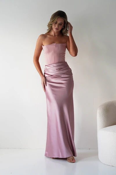 Elegant Sheath Sweetheart Strapless Ruched-Bodice Lace-Up-Back Floor-Length Formal Prom Dresses