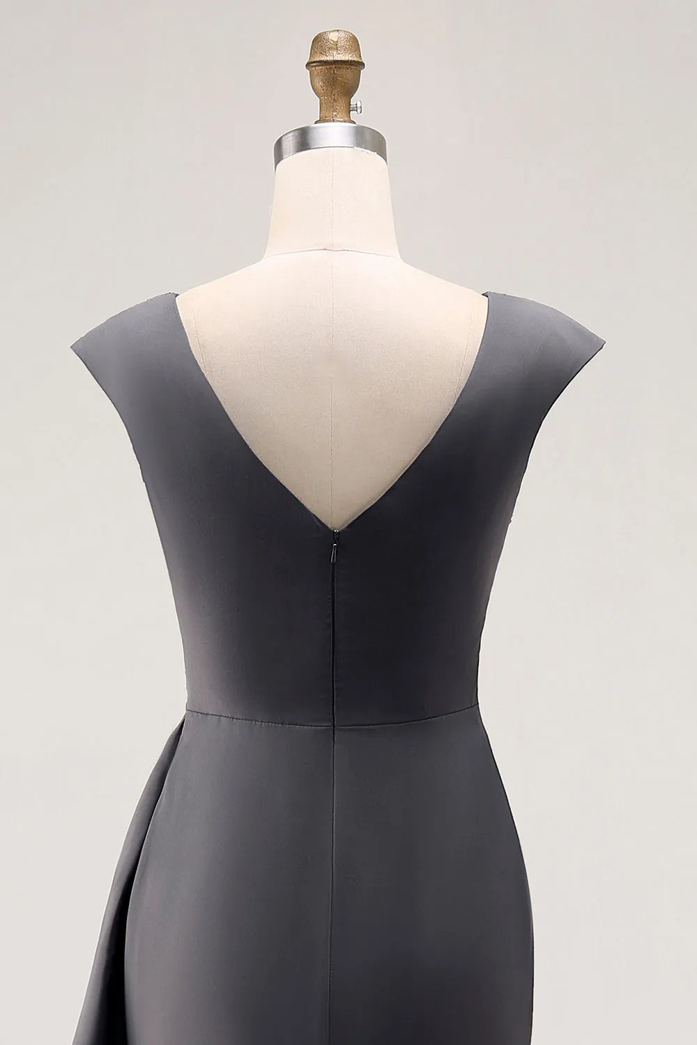 Elegant Sheath V-Neck Cap-Sleeve Zip Back Long Mother of the Bride Dresses