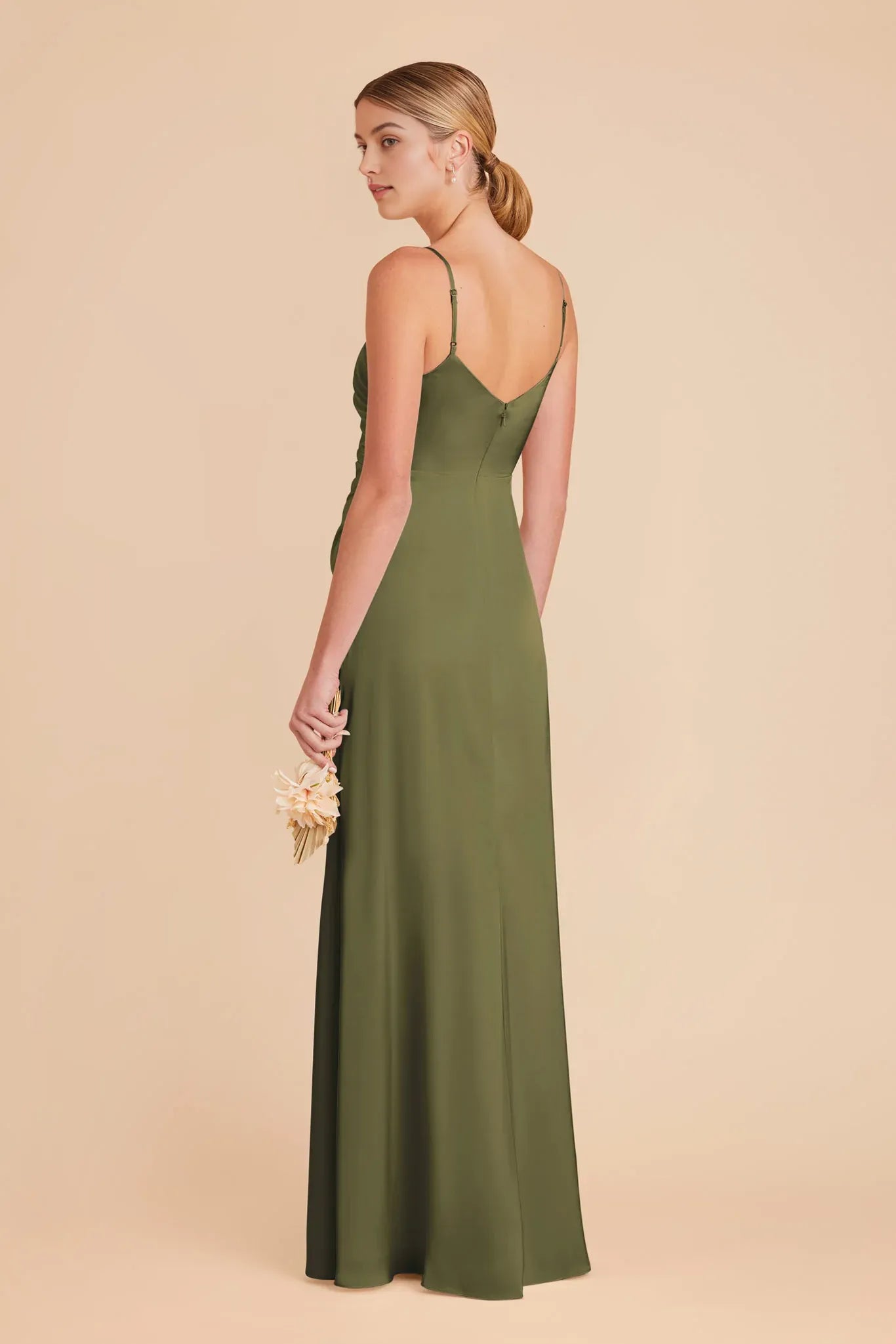 Elegant Sheath V-Neck Spaghetti-Strap Open-Back Back Zip Floor-Length Side Leg Slit Prom Dresses