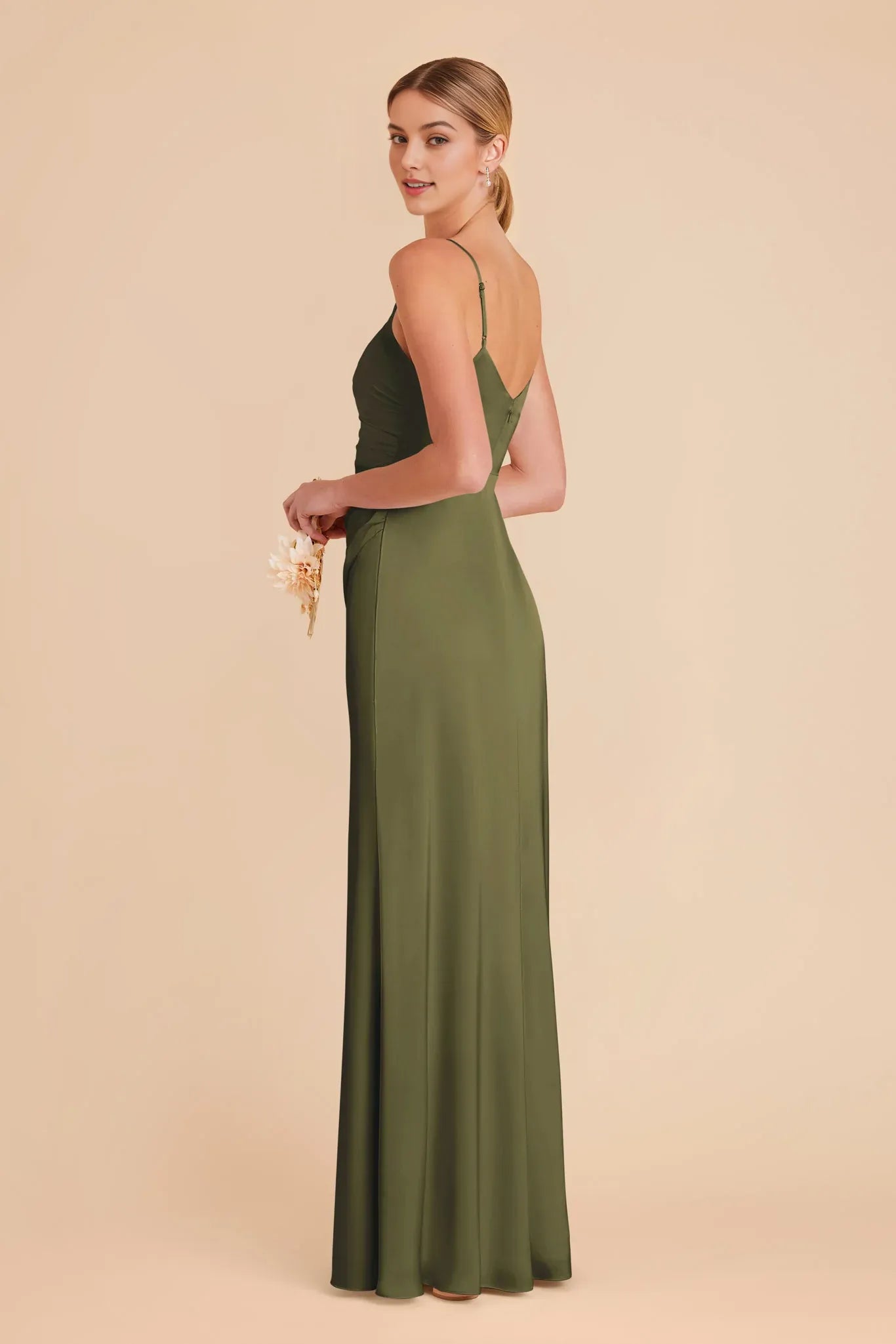 Elegant Sheath V-Neck Spaghetti-Strap Open-Back Back Zip Floor-Length Side Leg Slit Prom Dresses