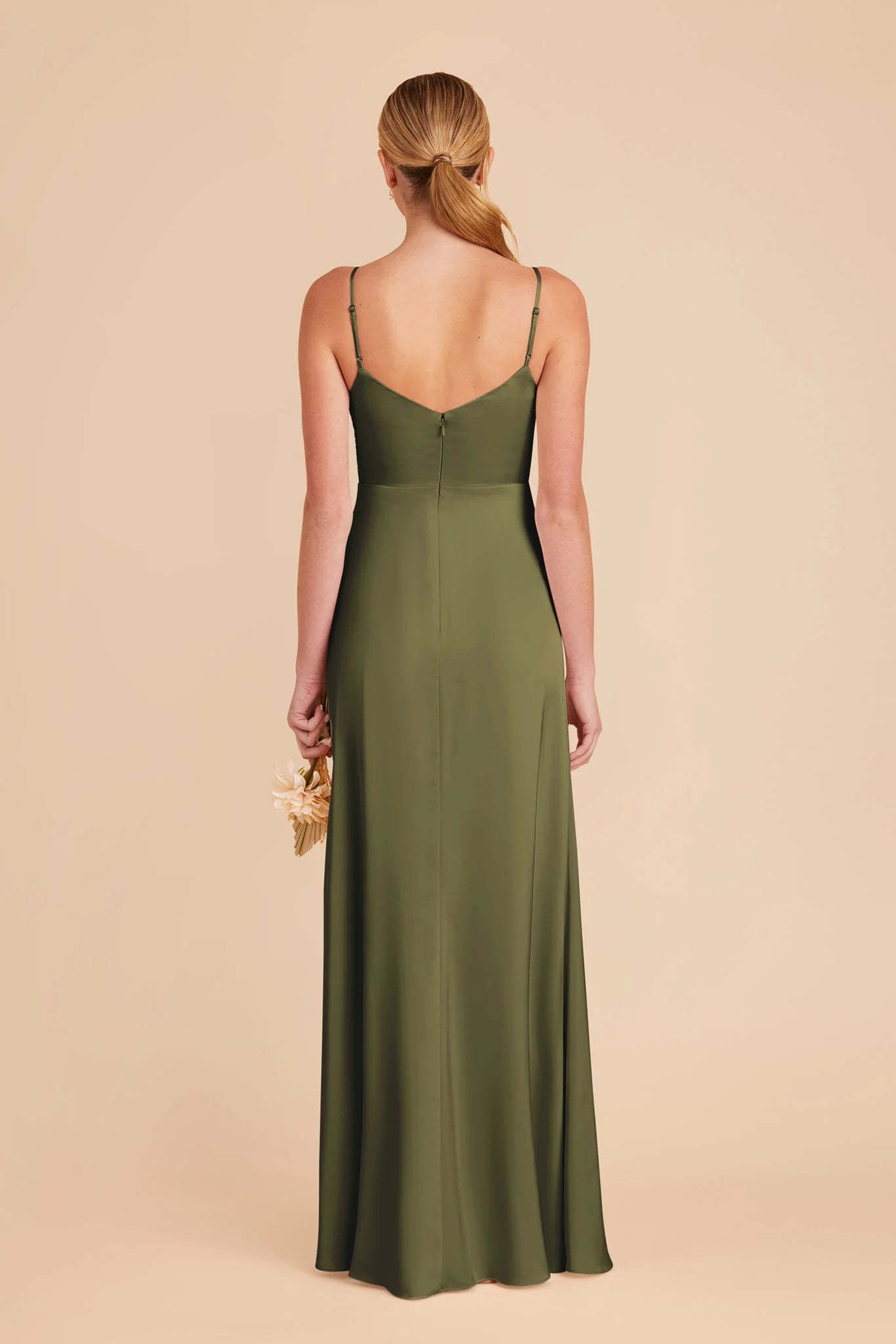 Elegant Sheath V-Neck Spaghetti-Strap Open-Back Back Zip Floor-Length Side Leg Slit Prom Dresses