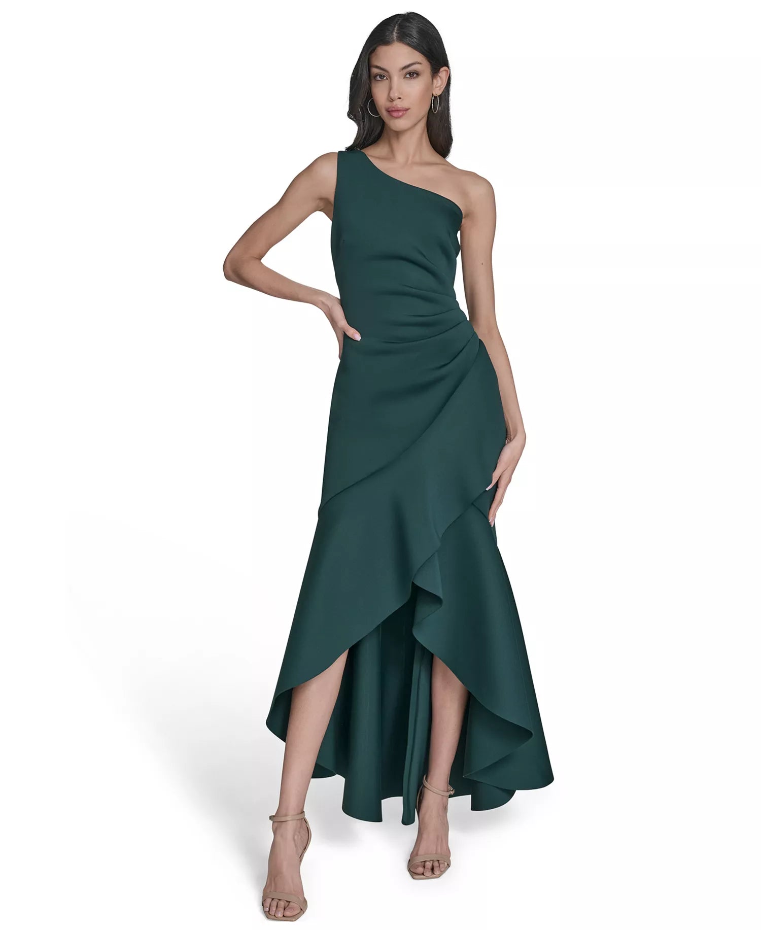 Elegant Trumpet One-Shoulder Sleeveless Zip Back Long Party Dresses