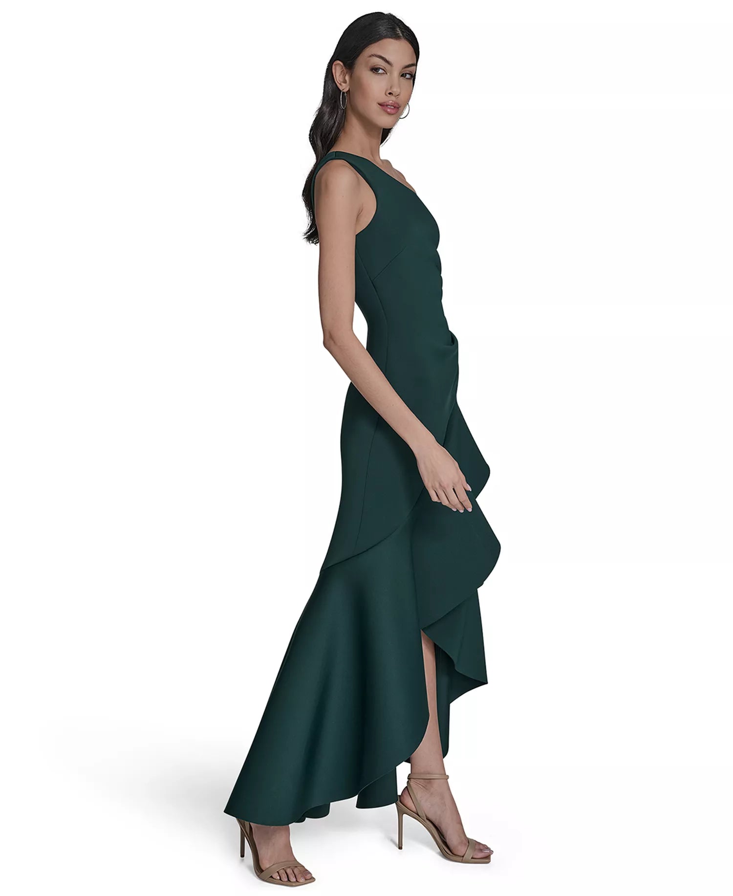 Elegant Trumpet One-Shoulder Sleeveless Zip Back Long Party Dresses