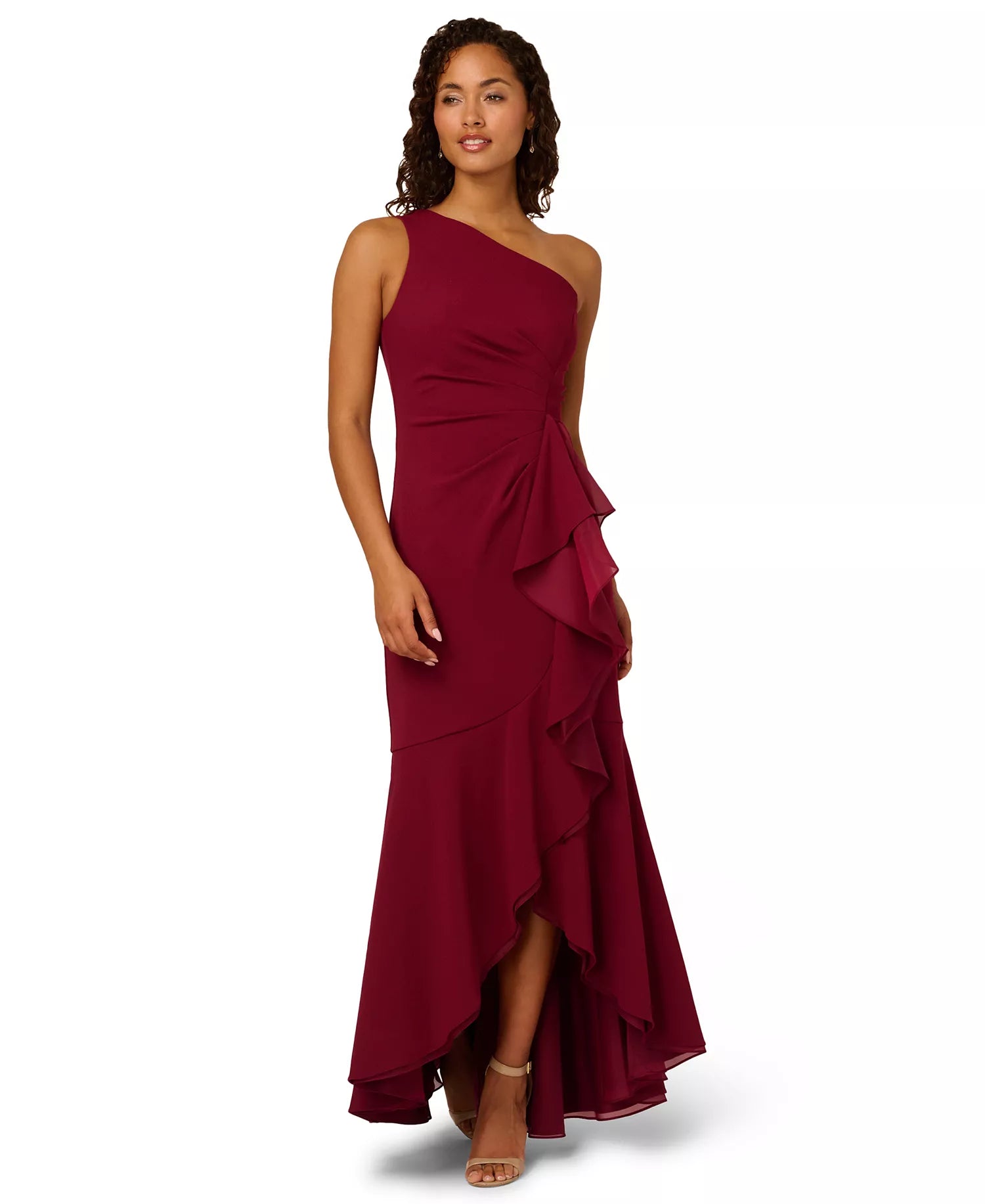 Elegant Trumpet One-Shoulder Sleeveless Zip Back Long Party Dresses