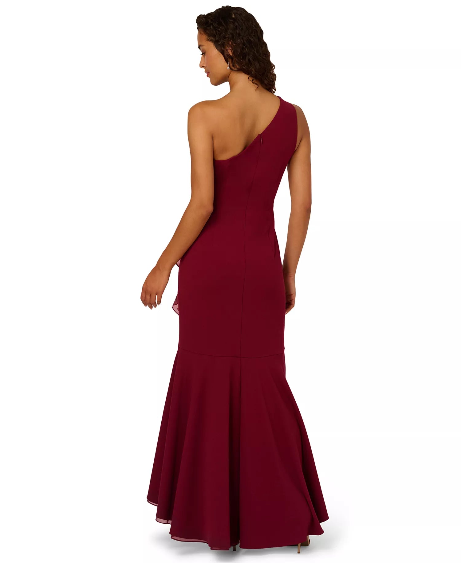 Elegant Trumpet One-Shoulder Sleeveless Zip Back Long Party Dresses