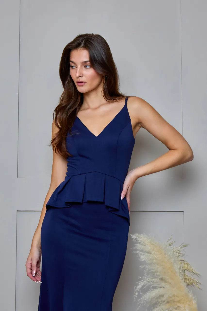 Elegant Trumpet V-Neck Sleeveless Zip Back Long Evening Dresses