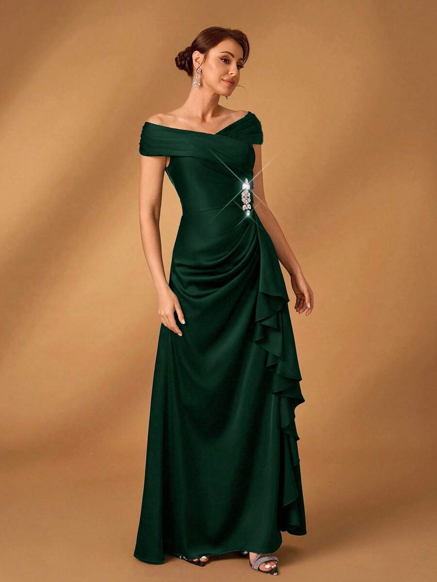 Elegant Mermaid Off-Shoulder Sleeveless Zip-Back Floor-Length Mother of the Bride Dresses