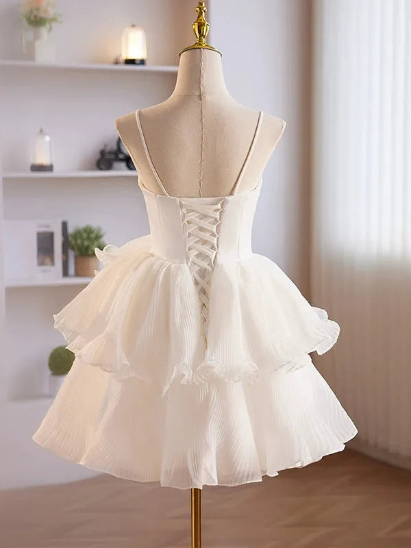 Ethereal Ballgown Sweetheart Spaghetti Strap Lace Up Back Short Homecoming Dresses