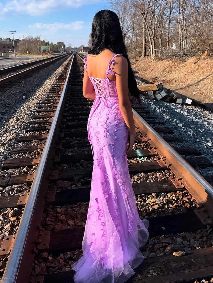 Ethereal Mermaid Sweetheart Neck Sleeveless Lace-Up-Back Floor-Length Prom Dresses