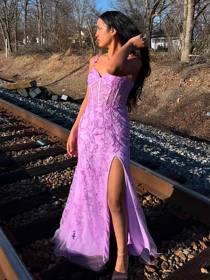 Ethereal Mermaid Sweetheart Neck Sleeveless Lace-Up-Back Floor-Length Prom Dresses