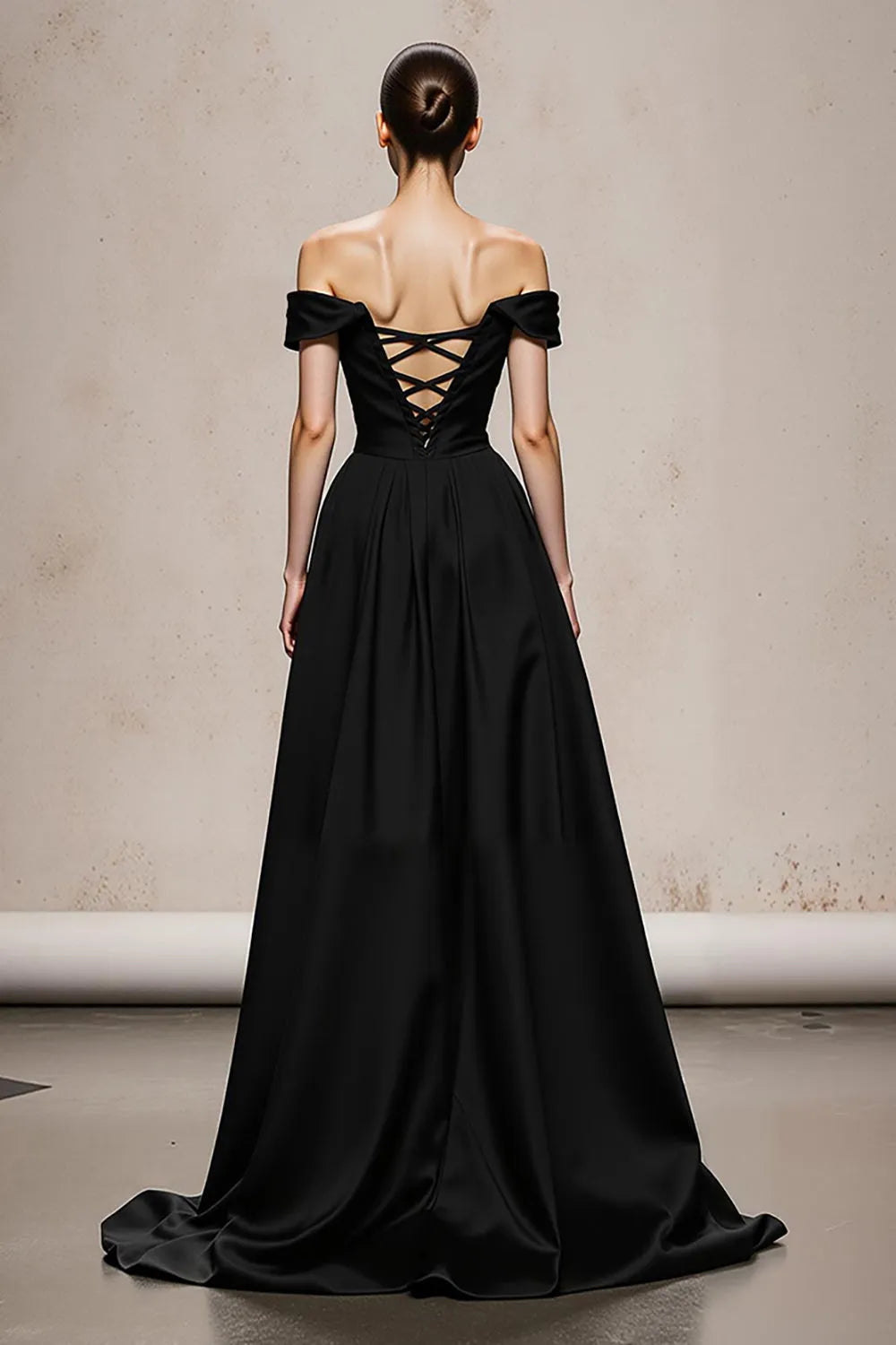 Fashionable A Line Off the Shoulder Sleeveless Two-Tone Lace-Up Back Floor-Length Prom Dresses for ladies Hot Sale