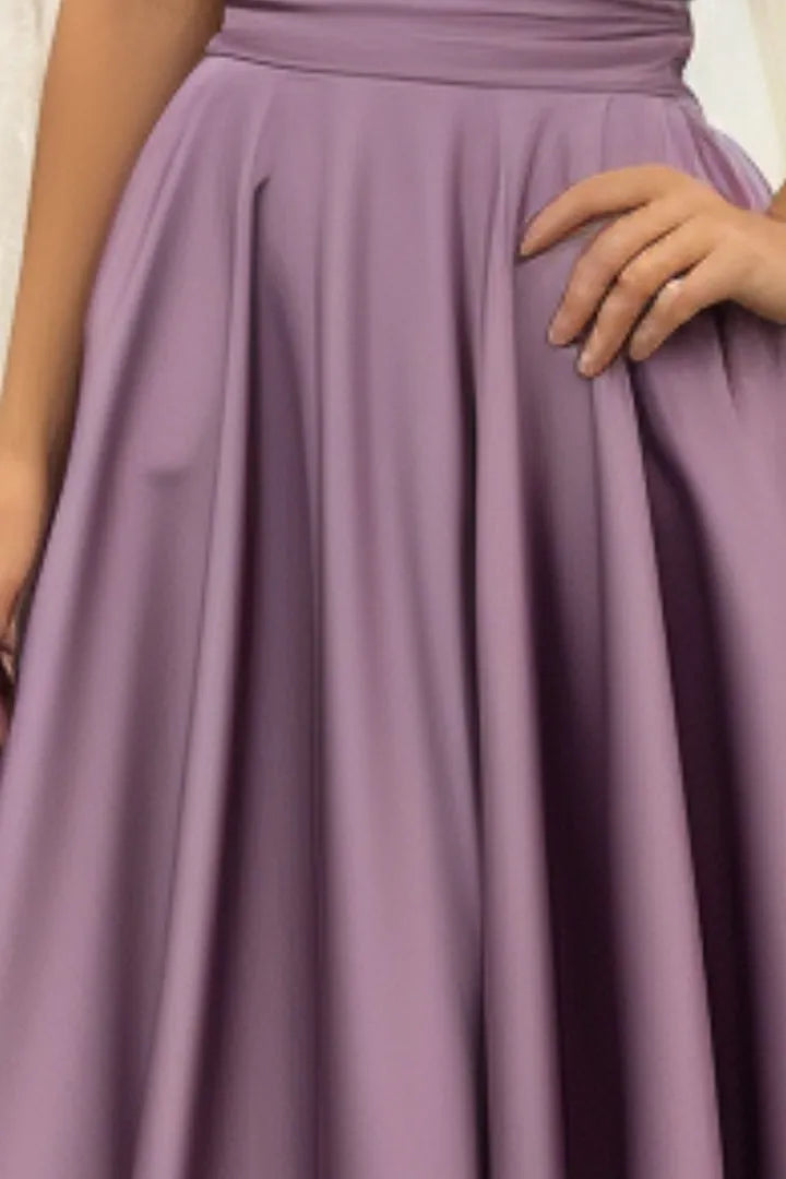 Fashionable Purple Satin A-Line Sweetheart Neck Sleeveless Open Back Lace Up Floor-Length Prom Dress Hot Sale